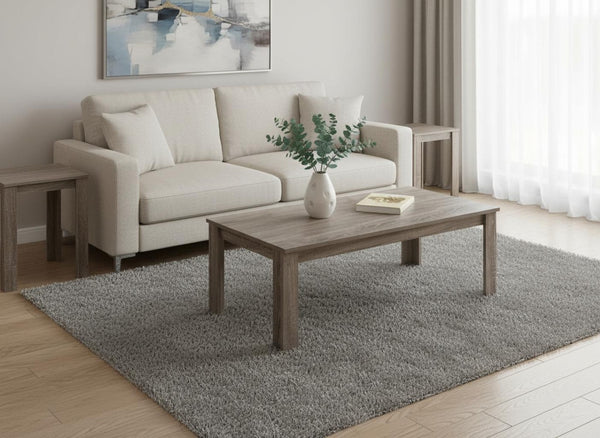 HomeRoots Set of Three Taupe Coffee Tables - Stylish, Durable, and Versatile Furniture for Any Space 366077
