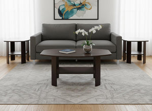 HomeRoots Set of Three 36" Brown Coffee Tables with Lower Shelf - Stylish, Versatile, and Durable Design 366079