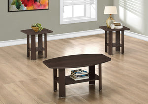 HomeRoots Set of Three 36" Brown Coffee Tables with Lower Shelf - Stylish, Versatile, and Durable Design 366079