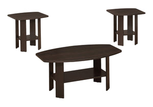 HomeRoots Set of Three 36" Brown Coffee Tables with Lower Shelf - Stylish, Versatile, and Durable Design 366079