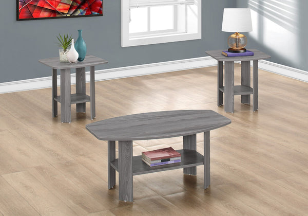 HomeRoots Set of Three 36" Gray Coffee Tables with Shelf – Stylish, Durable, and Perfect for Modern Living Rooms! 366080