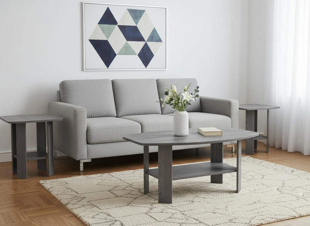 HomeRoots Set of Three 36" Gray Coffee Tables with Shelf – Stylish, Durable, and Perfect for Modern Living Rooms! 366080