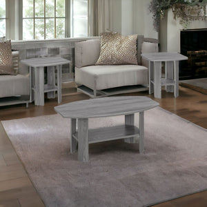 Homeroots Set Of Three 36" Gray Coffee Table With Shelf   366080