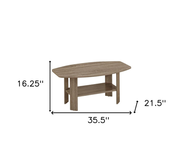 HomeRoots Set of Three 36" Taupe Coffee Tables with Shelf - Modern Design, Versatile Storage & Stylish Appeal 366081