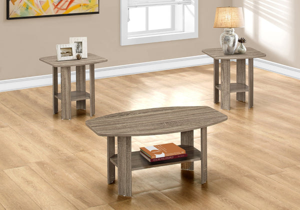 HomeRoots Set of Three 36" Taupe Coffee Tables with Shelf - Modern Design, Versatile Storage & Stylish Appeal 366081