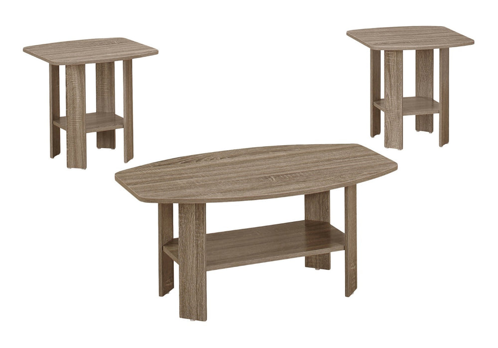 HomeRoots Set of Three 36" Taupe Coffee Tables with Shelf - Modern Design, Versatile Storage & Stylish Appeal 366081
