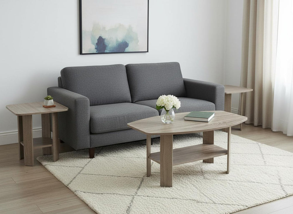 HomeRoots Set of Three 36" Taupe Coffee Tables with Shelf - Modern Design, Versatile Storage & Stylish Appeal 366081