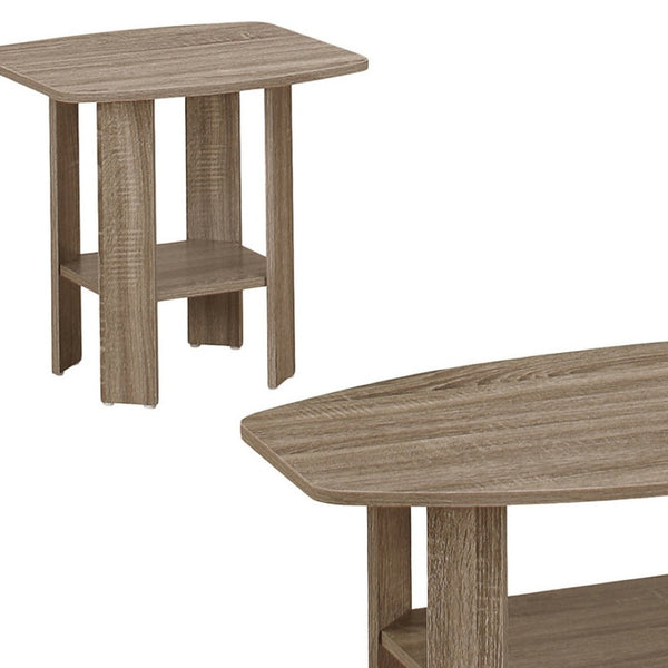 HomeRoots Set of Three 36" Taupe Coffee Tables with Shelf - Modern Design, Versatile Storage & Stylish Appeal 366081
