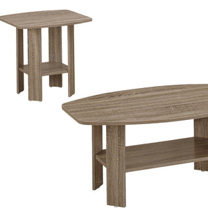 HomeRoots Set of Three 36" Taupe Coffee Tables with Shelf - Modern Design, Versatile Storage & Stylish Appeal 366081