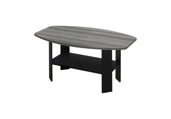 HomeRoots Set of Three Modern Gray and Black Coffee Tables with Lower Shelf for Stylish Storage Solutions 366082