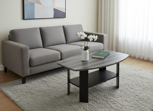 HomeRoots Set of Three Modern Gray and Black Coffee Tables with Lower Shelf for Stylish Storage Solutions 366082
