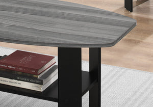 HomeRoots Set of Three Modern Gray and Black Coffee Tables with Lower Shelf for Stylish Storage Solutions 366082
