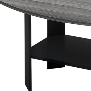 Homeroots Set Of Three 36" Gray And Black Wood Coffee Table With Shelf   366082