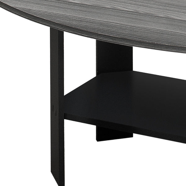 Homeroots Set Of Three 36" Gray And Black Wood Coffee Table With Shelf   366082
