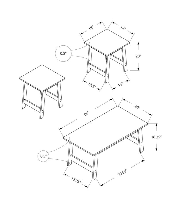 HomeRoots Set of Three 36" Espresso Coffee Tables – Stylish Nesting Tables for Modern Living Spaces & Décor 366083