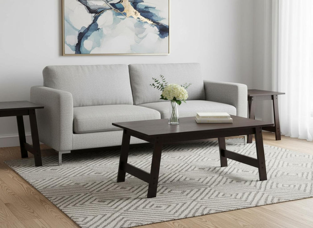HomeRoots Set of Three 36" Espresso Coffee Tables – Stylish Nesting Tables for Modern Living Spaces & Décor 366083