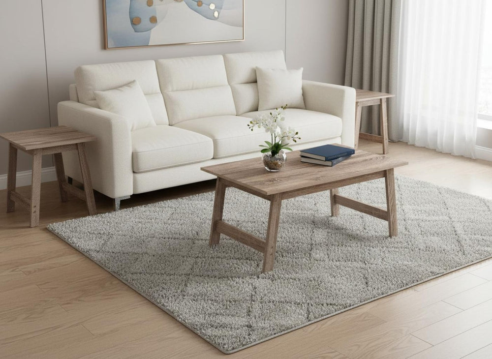 HomeRoots Set of Three Taupe Coffee Tables - Stylish Rectangular Design for Modern Living Spaces and Durability 366084