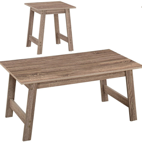 HomeRoots Set of Three Taupe Coffee Tables - Stylish Rectangular Design for Modern Living Spaces and Durability 366084