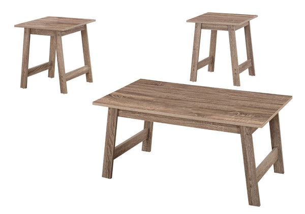 HomeRoots Set of Three Taupe Coffee Tables - Stylish Rectangular Design for Modern Living Spaces and Durability 366084