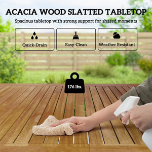English Elm Conversation Acacia Wood Outdoor Dining Set with Mesh Chairs for Patio or Balcony T3971S00113