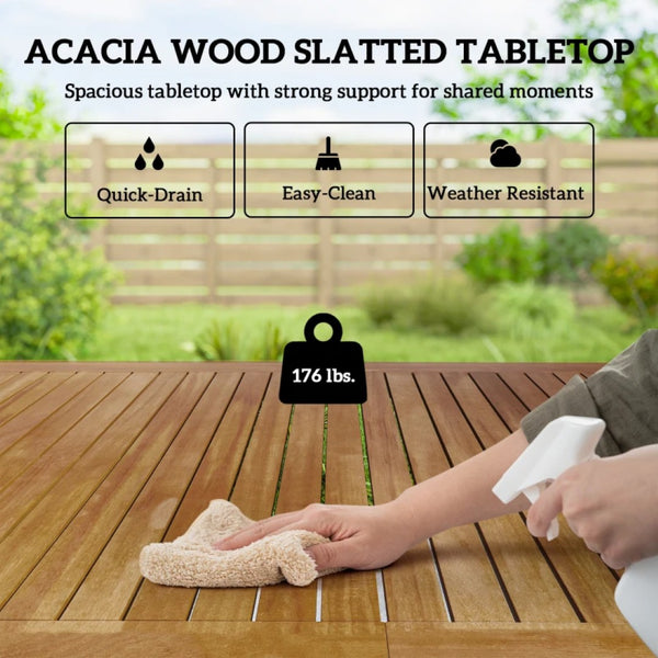 English Elm Conversation Acacia Wood Outdoor Dining Set with Mesh Chairs for Patio or Balcony T3971S00113