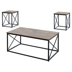 Homeroots Set Of Three 42" Beige And Black Metal Coffee Table   366086