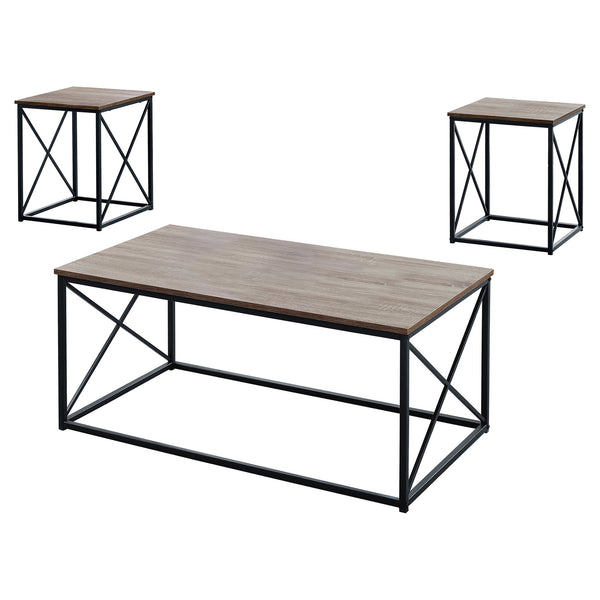 Homeroots Set Of Three 42" Beige And Black Metal Coffee Table   366086