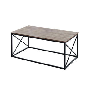 Homeroots Set Of Three 42" Beige And Black Metal Coffee Table   366086