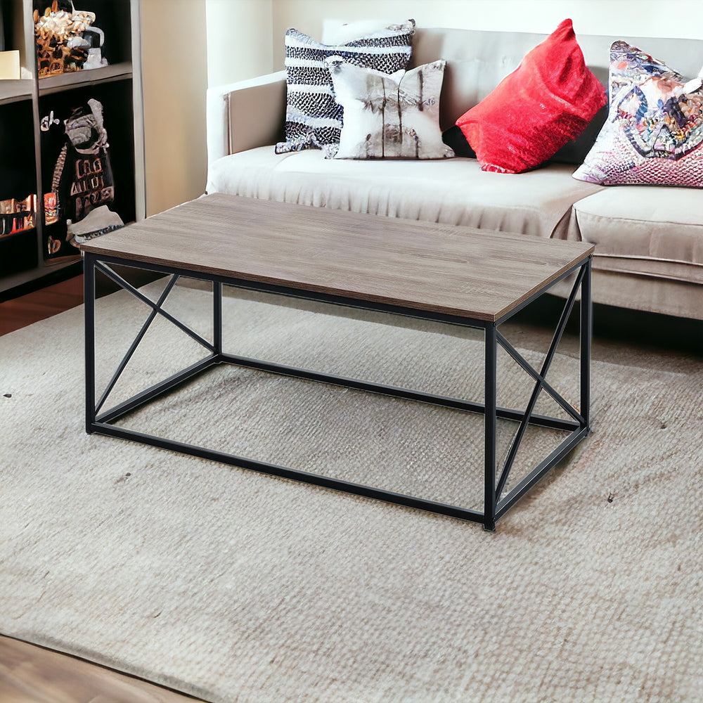 Homeroots Set Of Three 42" Beige And Black Metal Coffee Table   366086
