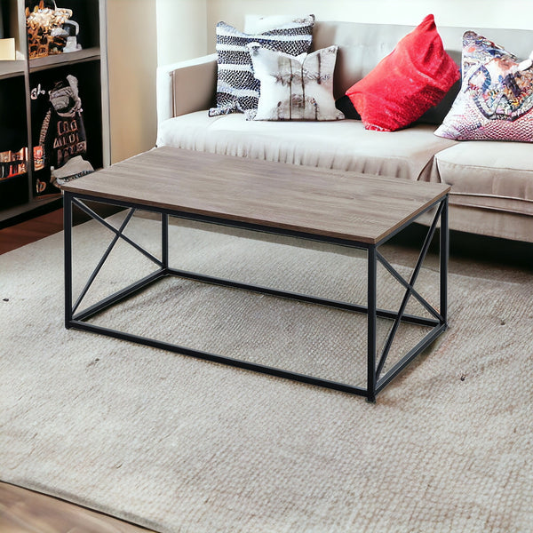 Homeroots Set Of Three 42" Beige And Black Metal Coffee Table   366086