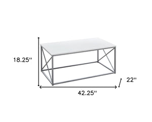 HomeRoots Set of Three 42" Modern White and Silver Metal Coffee Tables for Stylish Living Room Decor 366087