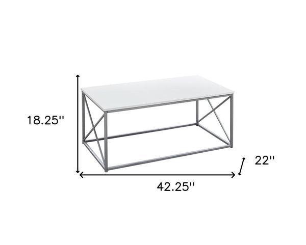 HomeRoots Set of Three 42" Modern White and Silver Metal Coffee Tables for Stylish Living Room Decor 366087
