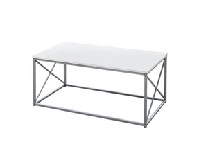 Homeroots Set Of Three 42" White And Silver Metal Coffee Table   366087