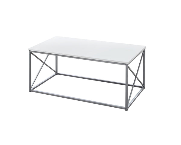 Homeroots Set Of Three 42" White And Silver Metal Coffee Table   366087