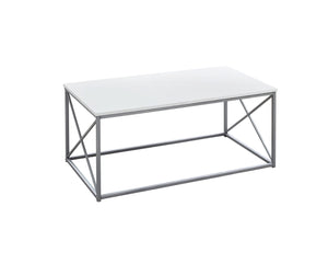 Homeroots Set Of Three 42" White And Silver Metal Coffee Table   366087