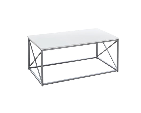 Homeroots Set Of Three 42" White And Silver Metal Coffee Table   366087