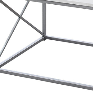 HomeRoots Set of Three 42" Modern White and Silver Metal Coffee Tables for Stylish Living Room Decor 366087