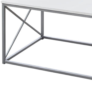HomeRoots Set of Three 42" Modern White and Silver Metal Coffee Tables for Stylish Living Room Decor 366087