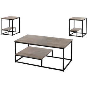 Homeroots Set Of Three 42" Taupe And Black Metal Coffee Table With Shelf   366092