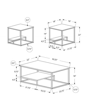 HomeRoots Set of Three Contemporary Taupe & Black Metal Coffee Tables with Lower Shelf for Stylish Living Rooms 366092