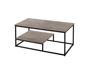 Homeroots Set Of Three 42" Taupe And Black Metal Coffee Table With Shelf   366092