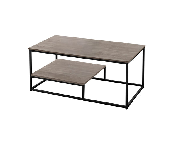 Homeroots Set Of Three 42" Taupe And Black Metal Coffee Table With Shelf   366092