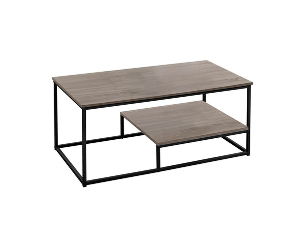 Homeroots Set Of Three 42" Taupe And Black Metal Coffee Table With Shelf   366092