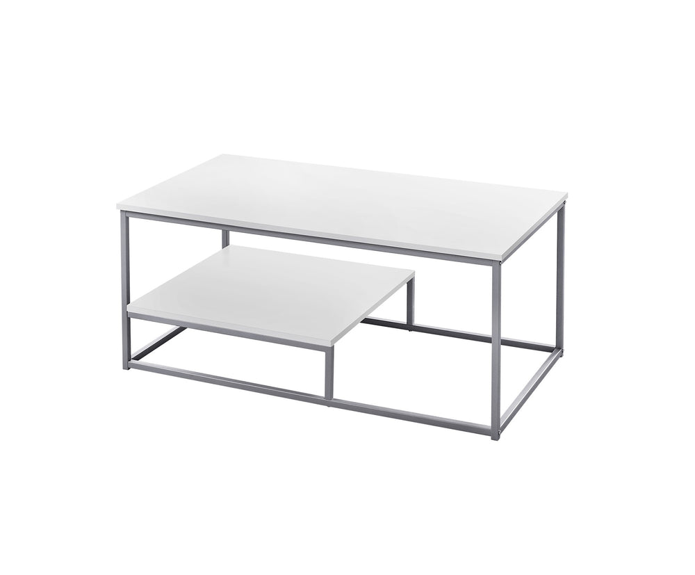 Homeroots Set Of Three 42" White And Silver Metal Coffee Table With Shelf   366093