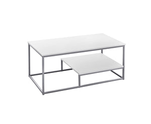 Homeroots Set Of Three 42" White And Silver Metal Coffee Table With Shelf   366093