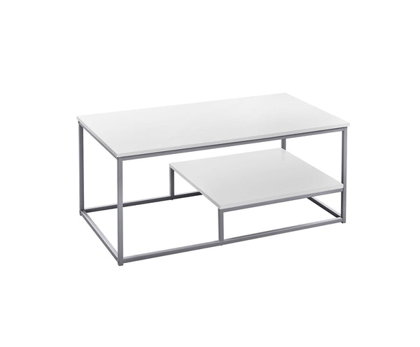 Homeroots Set Of Three 42" White And Silver Metal Coffee Table With Shelf   366093