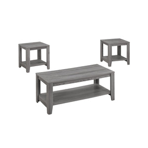 Homeroots Set Of Three 42" Gray Coffee Table With Shelf   366097