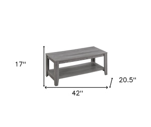 HomeRoots Set of Three Stylish 42" Gray Coffee Tables with Lower Shelf for Modern Living Room Decor 366097