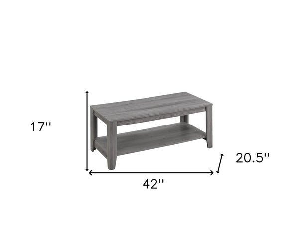 HomeRoots Set of Three Stylish 42" Gray Coffee Tables with Lower Shelf for Modern Living Room Decor 366097