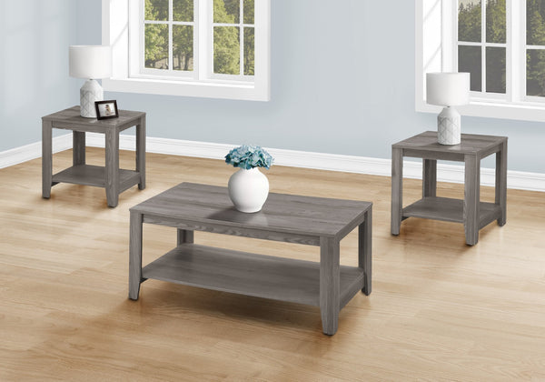 HomeRoots Set of Three Stylish 42" Gray Coffee Tables with Lower Shelf for Modern Living Room Decor 366097
